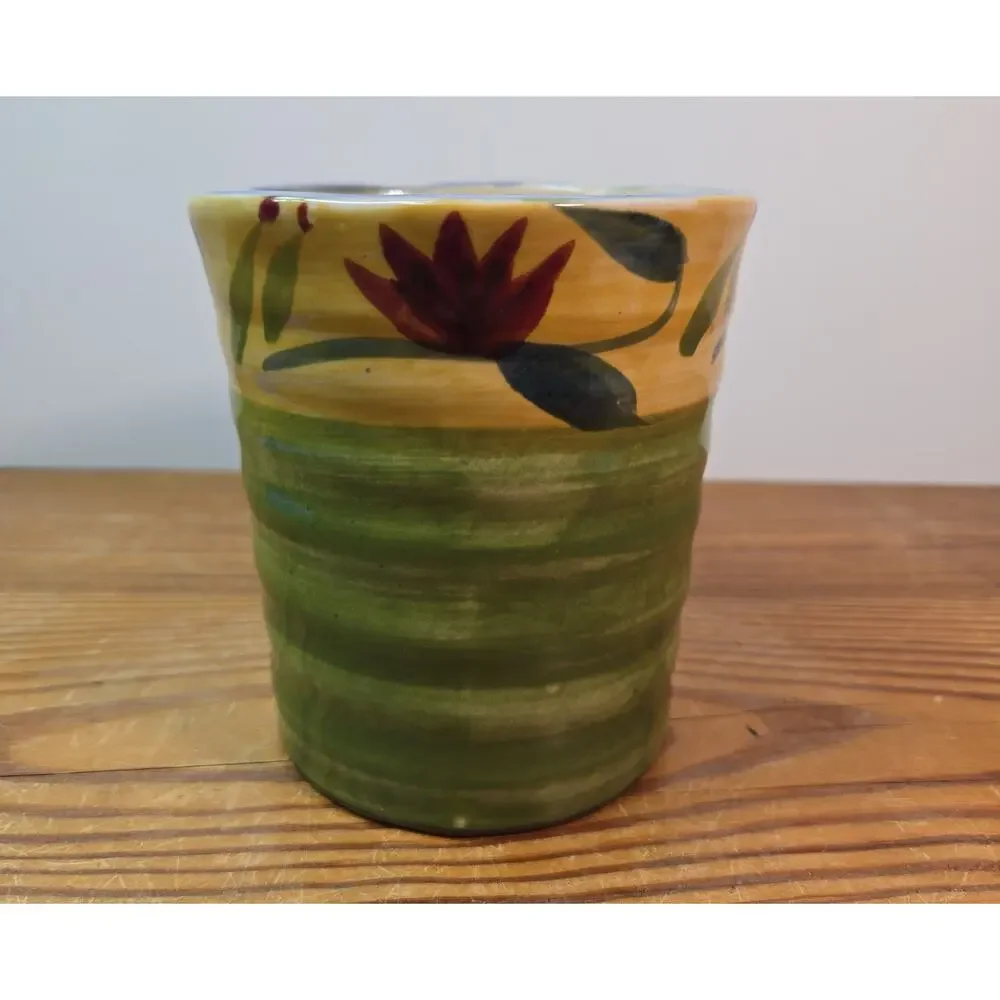 Pier 1 Stoneware Mug Handpainted Floral Elizabeth 16oz Dishwasher Safe Coffee Cu